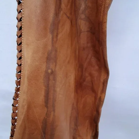 Harley Leather Motorcycle pants brown tan black biker tie dye cowgirl rodeo M 6 - Picture 2 of 9